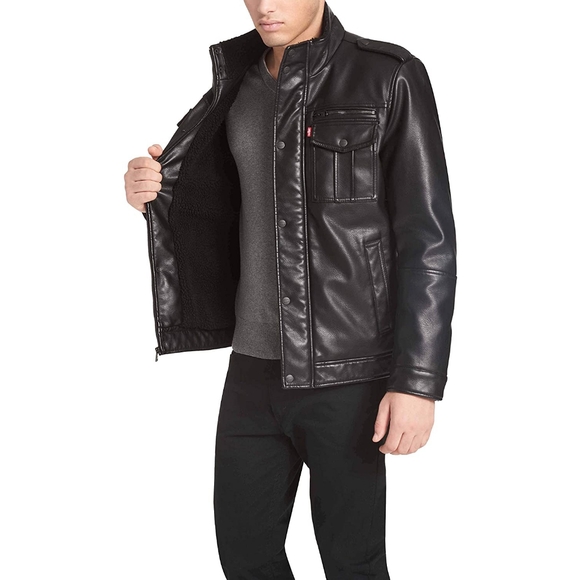 LEVI'S MEN TRUCKER FAUX LEATHER JACKET - Picture 3 of 12